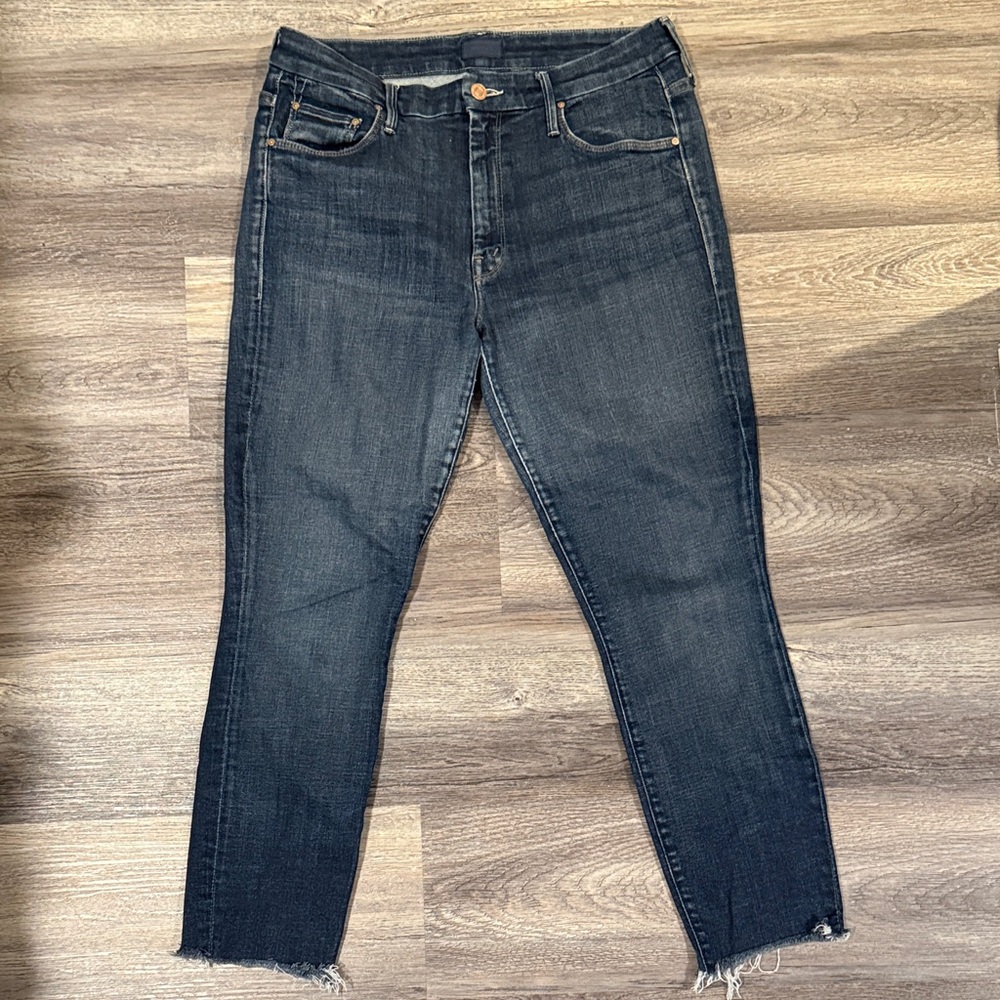 MOTHER the looker ankle step fray Dark Blue Women's Jeans